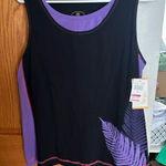 Tangerine  Black and Purple Fern Tank Top Photo 0