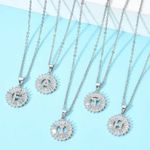 Silver Initial Crystal Pendant Necklace A Photo 1