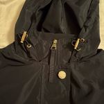 Betsey Johnson  Women's Size XS Black Hooded Long Rain Coat Jacket Gold Hardware Photo 10