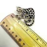 Silver tone and black jaguar brooch Photo 4