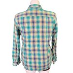 Duluth Trading Co Womens Shirt Top Plaid Button Down Collared Green Blue Large Photo 3