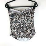 Isabel Maternity  Tankini Top Molded Cups Leopard Print Ruched Brown Black L Photo 1