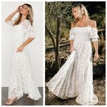 Baltic Born Paloma White Smocked Feather Maxi Dress Photo 1