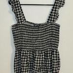 Freshman Forever Freshman 1996 Women L Black & White Plaid Smocked Strappy Tank Cami Top NWT Photo 0