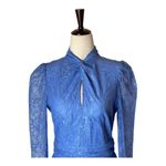 Saylor  Periwinkle Blue Lace Long Puff Sleeve High Twist Neck‎ Jayme Dress Size S Photo 4