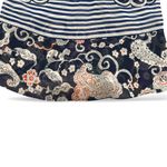 CAbi  Sleeveless Ruffle Neck Blouse Navy Blue Paisley Stripe Print Size XS Photo 5