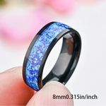 Unisex Stainless Steel Light Blue/ Black Ring Size 8 Photo 1