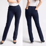 Betabrand Straight Leg Classic Dress Yoga Pants Jeanie in Navy Blue SP Photo 1