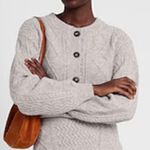 Topshop Cable Knit Button Up Sweater - Taupe Size 0-2 Photo 2