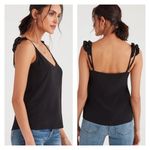 7 For All Mankind Mini Ruffle Strap Tank in Jet Black Photo 1
