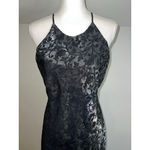 All that jazz Women's Vintage 90s Goth Black Silver Floral Velvet Maxi Dress 11/12 Photo 1