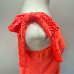 BiBi Fluorescent Orange Waffle Knit Lace Bow Straps Babydoll Ruffle Tank Top Size XL Photo 9