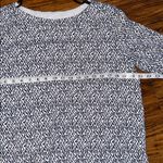 Rafaella  Long Sleeve Women's Boat Neck White Navy Cross Tiles Print Top Size L Photo 3