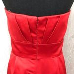 Badgley Mischka  strapless pleated red midi dress gown satin look with bow small Photo 5