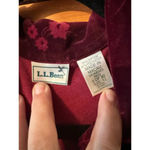 VTG L.L. Bean Cotton Blend oxblood velvet floral embossed long sleeve MAXI 12 Red Photo 3