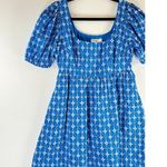 Rhode Women Dress Blue Mini Puff Sleeve Floral Fit Flare Babydoll A Line Boho XS Photo 4