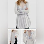 Free People Saheli Top Tunic Mini Dress Lace Floral Mesh Sheer Embroidery Med Photo 2