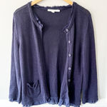 Boden Ruffle Trim Navy Blue Button Front Cardigan Sweater Size 10 Photo 0