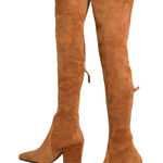 Goodnight Macaroon 'Marlo' Tan Over The Knee Suede Leather Boots Photo 0