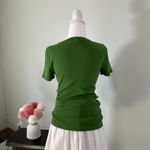 J.Crew Women's V Neck Short Sleeve Cotton Tee Green Small Photo 1