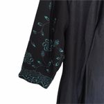 Reborn Midi Dress with Batwing Hem and 3/4 Sleeves Black Turquoise Floral 3X Photo 3