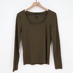 American Giant Women's Luxe Rib Square Neck Long Sleeve Size M Green Size M Photo 1