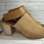 Toms Seville Women 9.5 Peep Toe Heeled Honey Suede Leather Bootie Sandal Comfort Photo 0