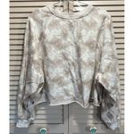 Levi's Tie Dye White/Brown Crew Neck Crop Sweatshirt Size XL Long Sleeve Raw Hem Photo 4