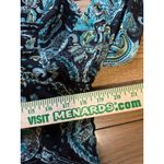 Roz & Ali  Paisley Blouse Women Size Medium Teal Black Lined Top Long Sleeve City Photo 4
