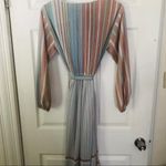 Vintage 1970s Pleated Accordion Disco Dress Sz Petite 12 Blue Photo 3
