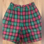 Vintage Plaid Shorts 80s/90s pleated zip up with button & pockets Made in USA 14 Green Photo 1
