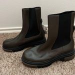 ZARA  Chelsea brown leather ankle boots lug sole NWT Photo 6