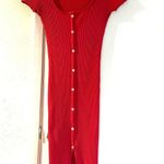 ZARA Ribbed Body Con MIDI Button Up Dress Photo 2