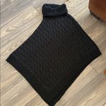 Steve Madden  Black sparkle asymmetrical cable knit turtleneck, poncho one size Photo 0