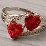 Double Heart Ring Red Photo 1