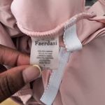 Faerdasi Blush Pink Crinkled One Shoulder One Piece Belted Swimsuit Large Photo 3