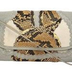 Carlos Falchi Vintage Snakeskin Reptile Gray Leather Clutch Purse Shoulder Bag Multiple Photo 0