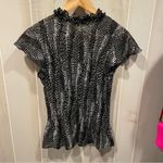 East 5th Cute Vintage Y2K polka dot crinkle ruffle sheer button front blouse whimsigoth Photo 9