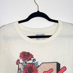 MTV Brand MTV Ivory White Floral Print Short Sleeve Crop Graphic Tee Photo 1