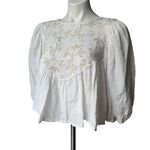 House of Harlow 1960 White Embroidered Crochet Puff Sleeve Blouse Photo 5
