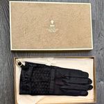 Gucci  Vintage Woven Black Leather Gloves Photo 0