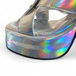 American Vintage CHUNKY SILVER IRRIDESCENT BUTTERFLY‎ SANDALS FESTIVAL HEELS SIZE 5. Photo 6