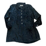 Mixit Black Floral Button-Up Shirt velvet lace tunic goth whimsical Photo 0