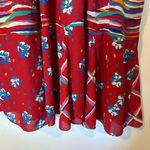 Floral Mixed Print Flounce Hem Tassel Detail Dress Womens Red Size M Photo 5