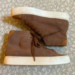 Frye  Lena Suede Leather High Top Lace Up Sneakers  Camel Brown Size 5.5 Photo 0