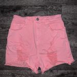 White Birch  Pink Jean Shorts Small Distressed High Waisted Stretch Casual Bright Photo 0