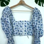 House Of CB 🆕 Millicent Blue Print Cropped Corset Top Photo 8