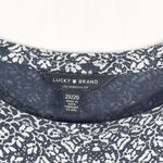 Lucky Brand Plus Size 2X Top Navy Blue White Knit Floral Diamond Scoop Neck 795 Photo 7