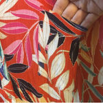 Studio JPR Woman Lightweight Gauzy Tie Front Top Blouse Tropical 2X Plus Size Orange Photo 4