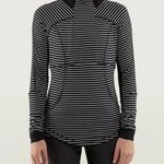 Lululemon Base Runner Half Zip Pullover Long Sleeve Top Black and White Stripes Photo 0